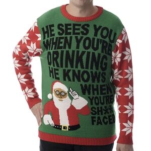 Men’s Ugly Christmas Sweater Santa Claus Party L